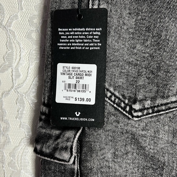 True Religion Urban Outfitters Denim Cargo MIDI Slit Skirt - Picture 11 of 11